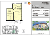 Rzuty apartament, Grzybowo, ul. Kołobrzeska 2,  nr 44, 2-pokojowy, 40,03 mkw., 3 piętro