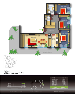 apartament, Warszawa, Mokotów, ul. Bernardyńska 4-pokojowy, 85,20 mkw., 4 piętro : 0 