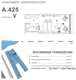 mieszkanie - wysoki standard, Kołobrzeg 1-pokojowe, 32,14 mkw., 4 piętro : 0 