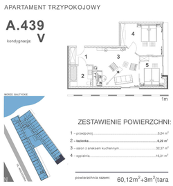 mieszkanie - wysoki standard, Kołobrzeg 3-pokojowe, 60,12 mkw., 4 piętro : 0 