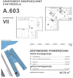 mieszkanie - wysoki standard, Kołobrzeg, Osiedle Nr 1 Solne Zdroje 3-pokojowe, 66,24 mkw., 6 piętro : 0 