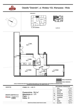 flat, Warszawa, Wola, ul. Jana Kazimierza, 171/1/8, 3-rooms, 76.20 sqm., 1 floor : 0 