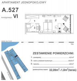 mieszkanie - wysoki standard, Kołobrzeg, A.527, 1-pokojowe, 32,09 mkw., 5 piętro : 0 