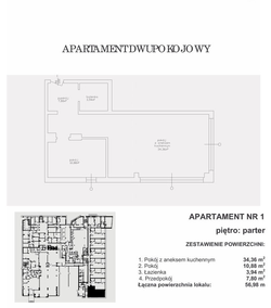 flat - high standard, Kołobrzeg, 1, 2-rooms, 56.98 sqm., ground floor : 0 