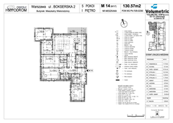 flat - high standard, Warszawa, Mokotów (Służewiec), ul. Bokserksa 2, 14, 5-rooms, 130.57 sqm., 1 floor : 0 