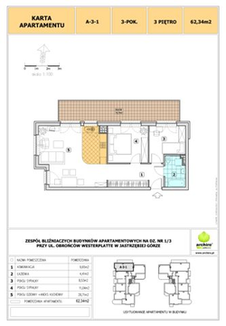 apartment, Jastrzębia Góra, ul. Pucka, A-30, 3-rooms, 62.11 sqm., 3 floor : 0 