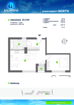 flat, Wrocław, Fabryczna, ul. Północna, A1/2/1, 2-rooms, 53.81 sqm., 2 floor : 0 