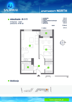 flat, Wrocław, Fabryczna, ul. Północna, A/1/11, 2-rooms, 57.49 sqm., 1 floor : 0 