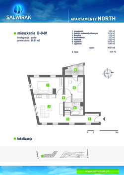 flat, Wrocław, Fabryczna, ul. Północna, B/0/1, 3-rooms, 59.31 sqm., ground floor : 0 