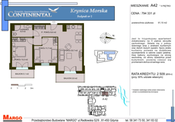 mieszkanie - wysoki standard, Krynica Morska, ul. Przyjaźni 7, A.42, 3-pokojowe, 61,10 mkw., 2 piętro : 0 