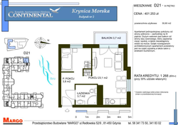 flat - high standard, Krynica Morska, ul. Przyjaźni 7, D.21, 1-rooms, 30.60 sqm., 3 floor : 0 