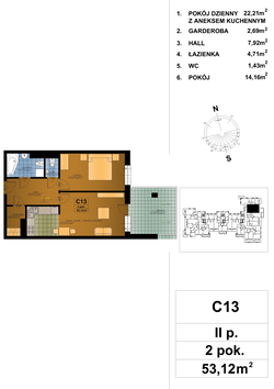 apartment, Kraków, Dzielnica V Krowodrza, ul. Poznańska 5, 55, 2-rooms, 52.84 sqm., 2 floor : 0 