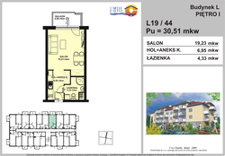 apartament, Grzybowo, ul. Kołobrzeska 2,  nr 19, 1-pokojowy, 30,51 mkw., 1 piętro : 0 