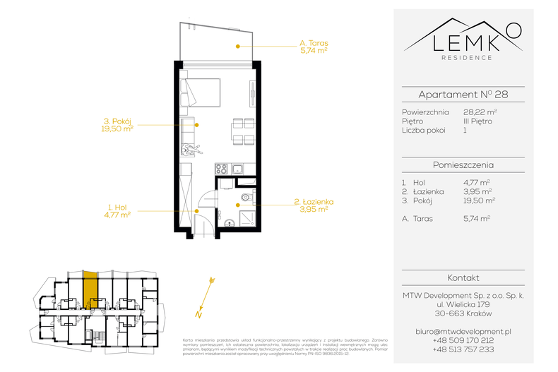 Apartament wakacyjny 28,22 m², piętro 3, oferta nr 28