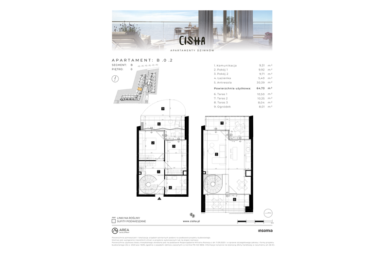 Apartament wakacyjny 64,73 m², parter, oferta nr B/0/2