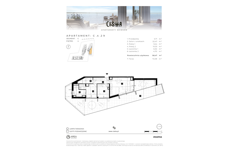 Apartament wakacyjny 58,47 m², piętro 4, oferta nr C/4/29