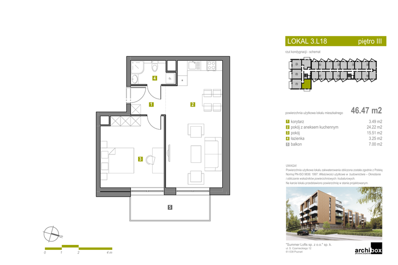 Apartament wakacyjny 46,74 m², piętro 3, oferta nr Apartament 60