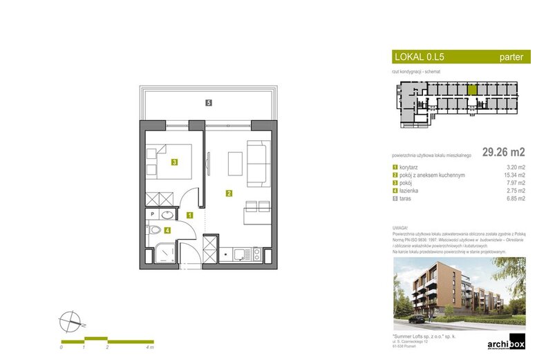 Apartament wakacyjny 29,54 m², parter, oferta nr Apartament 5 - POD KLUCZ