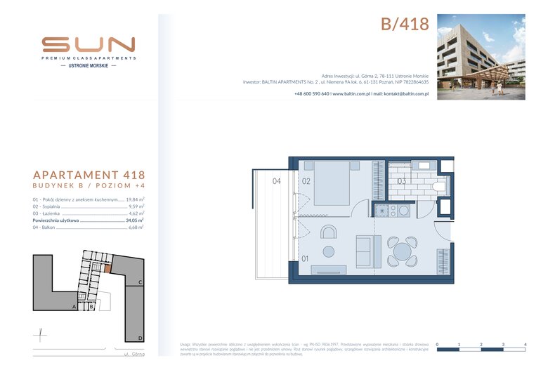 Apartament wakacyjny 34,05 m², piętro 4, oferta nr B/418