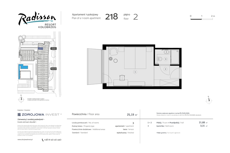 Apartament wakacyjny 25,19 m², piętro 2, oferta nr 218