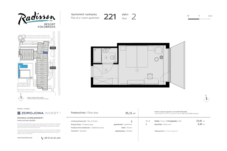 Apartament wakacyjny 25,15 m², piętro 2, oferta nr 221
