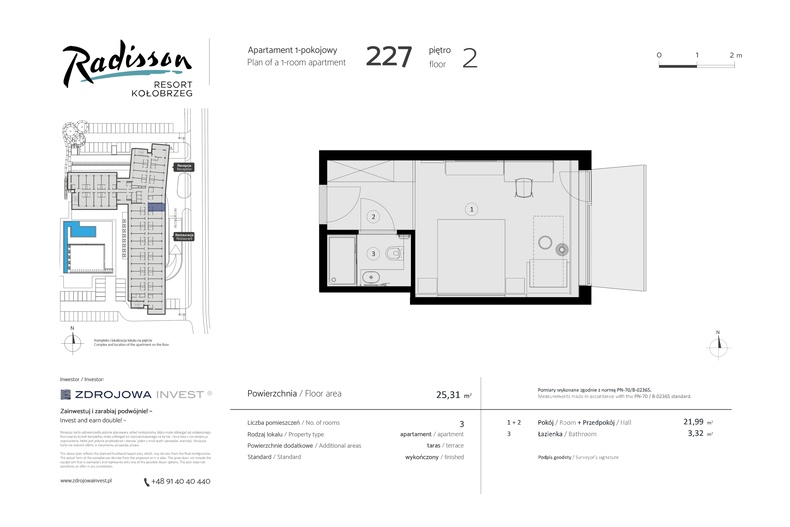 Apartament wakacyjny 25,31 m², piętro 2, oferta nr 227