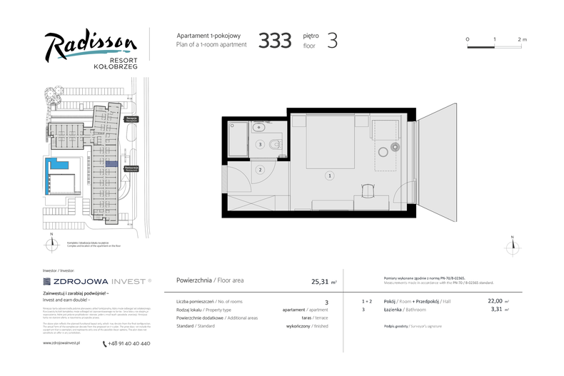 Apartament wakacyjny 25,31 m², piętro 3, oferta nr 333