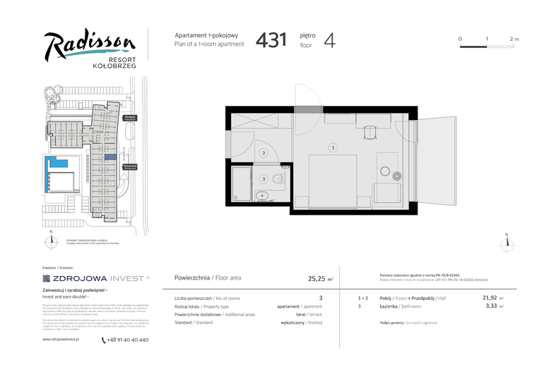 Apartament wakacyjny 25,25 m², piętro 4, oferta nr 431