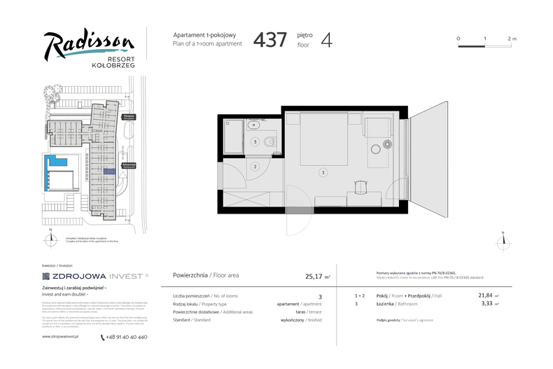 Apartament wakacyjny 25,17 m², piętro 4, oferta nr 437