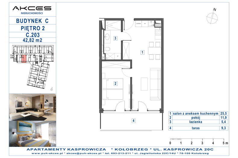 Apartament wakacyjny 42,82 m², piętro 2, oferta nr 203.C