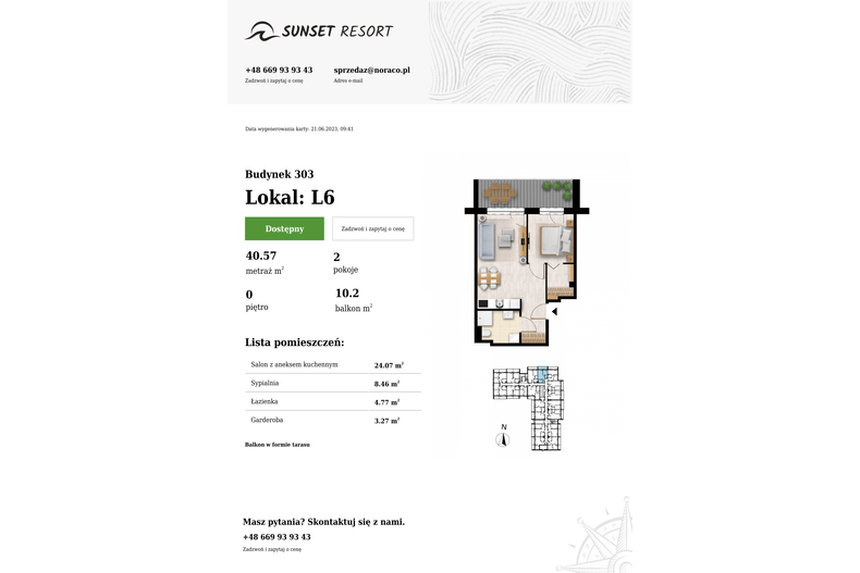 Apartament wakacyjny 40,57 m², parter, oferta nr L6