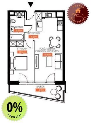 Apartament na sprzedaż 46,00 m², piętro 1, oferta nr 99630