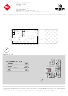 Mieszkanie, 28,82 m², 1 pokój, parter, oferta nr M1.0.04