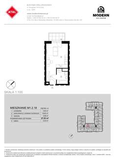 Mieszkanie, 27,53 m², 1 pokój, 2 piętro, oferta nr M1.2.18