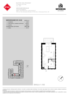 Mieszkanie, 27,77 m², 1 pokój, 6 piętro, oferta nr M1.6.62