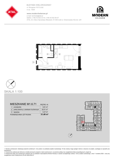 Mieszkanie, 31,49 m², 1 pokój, 6 piętro, oferta nr M1.6.71