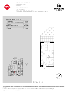 Mieszkanie, 27,53 m², 1 pokój, parter, oferta nr M2.0.76