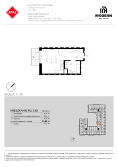 Mieszkanie, 29,42 m², 1 pokój, 1 piętro, oferta nr M2.1.85