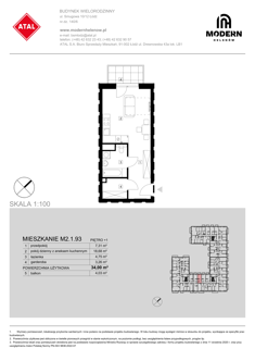 Mieszkanie, 34,01 m², 1 pokój, 1 piętro, oferta nr M2.1.93