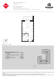 Mieszkanie, 28,69 m², 1 pokój, 2 piętro, oferta nr M2.2.107