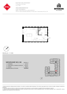 Mieszkanie, 31,25 m², 1 pokój, 2 piętro, oferta nr M2.2.96