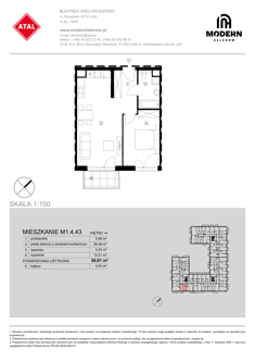 Mieszkanie, 50,61 m², 2 pokoje, 4 piętro, oferta nr M1.4.43