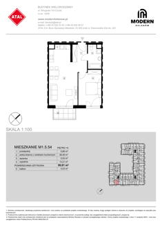 Mieszkanie, 50,61 m², 2 pokoje, 5 piętro, oferta nr M1.5.54