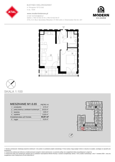 Mieszkanie, 43,61 m², 2 pokoje, 6 piętro, oferta nr M1.6.65