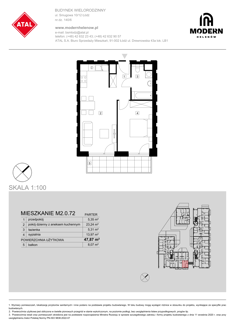 Mieszkanie, 47,87 m², 2 pokoje, parter, oferta nr M2.0.72