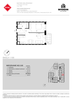 Mieszkanie, 47,79 m², 2 pokoje, parter, oferta nr M2.0.80