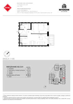 Mieszkanie, 47,46 m², 2 pokoje, parter, oferta nr M2.0.81