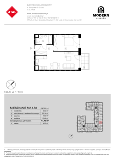 Mieszkanie, 47,46 m², 2 pokoje, 1 piętro, oferta nr M2.1.88