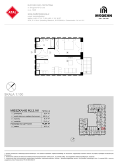 Mieszkanie, 46,91 m², 2 pokoje, 2 piętro, oferta nr M2.2.101