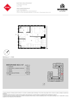 Mieszkanie, 41,71 m², 2 pokoje, 6 piętro, oferta nr M2.6.147